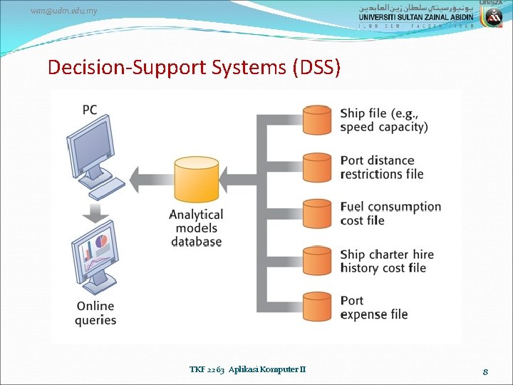 wan@udm. edu. my Decision-Support Systems (DSS) TKF 2263 Aplikasi Komputer II 8 