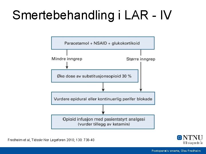 Smertebehandling i LAR - IV Fredheim et al, Tidsskr Nor Legeforen 2010; 130: 738