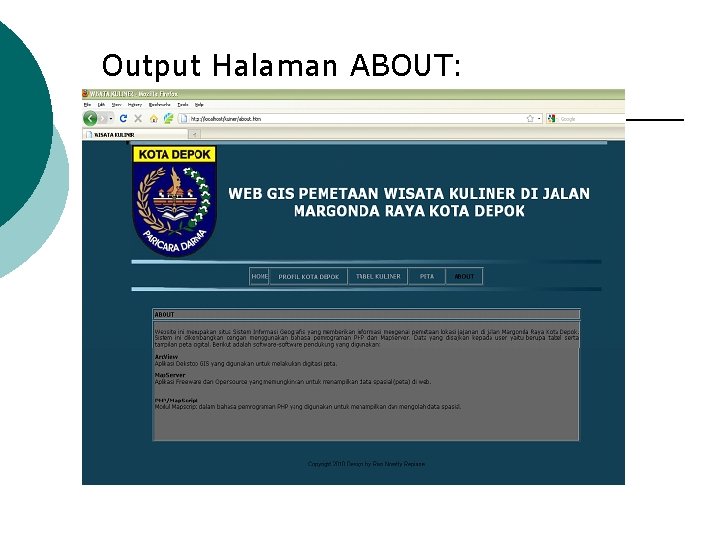 Output Halaman ABOUT: 