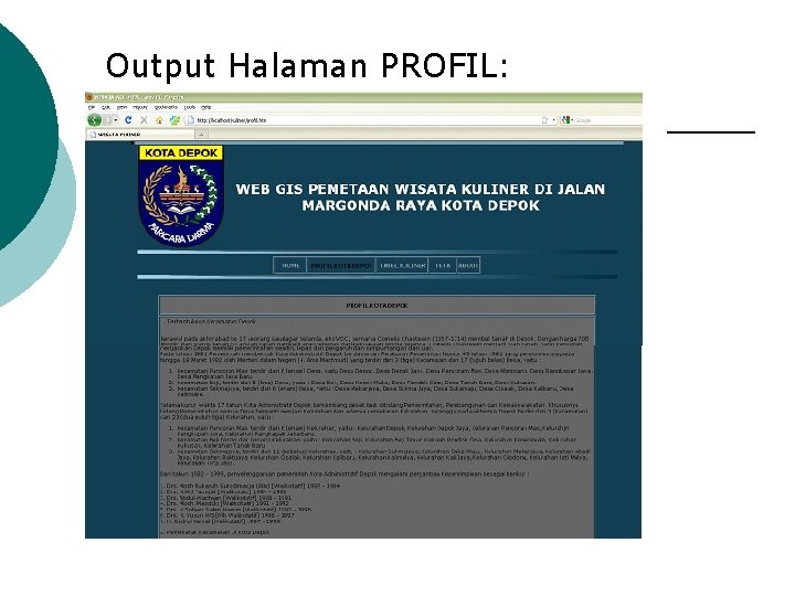 Output Halaman PROFIL: 