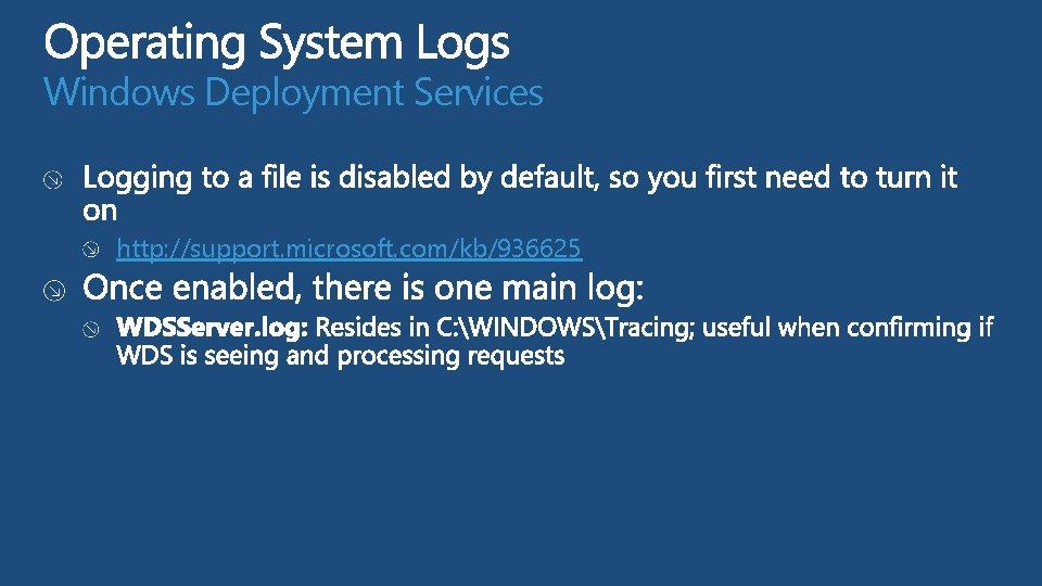 Windows Deployment Services http: //support. microsoft. com/kb/936625  Windows Deployment Services http: //support. microsoft. com/kb/936625