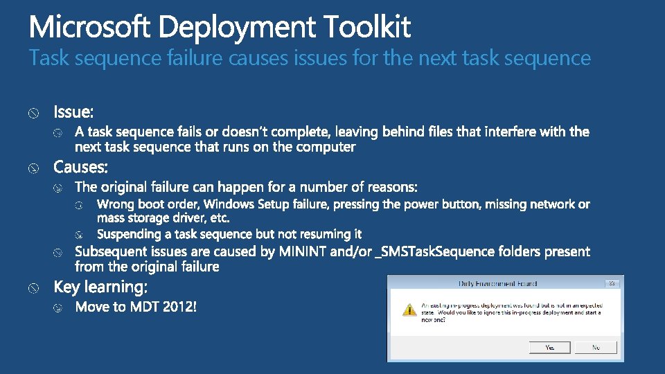 Task sequence failure causes issues for the next task sequence  Task sequence failure causes issues for the next task sequence