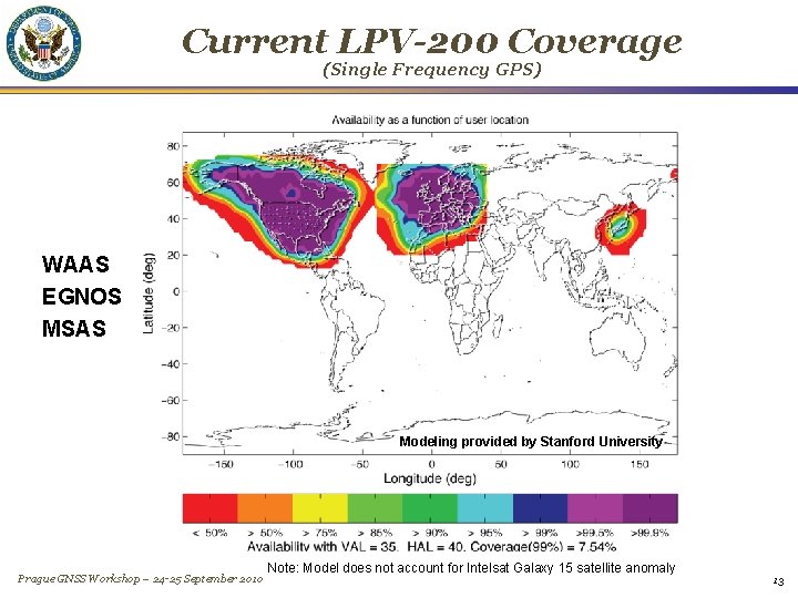 Current LPV-200 Coverage (Single Frequency GPS) WAAS EGNOS MSAS Modeling provided by Stanford University