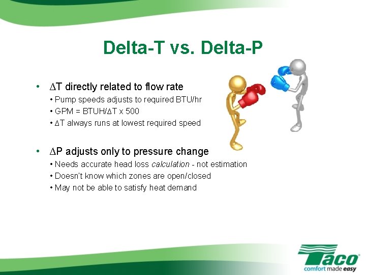 Delta-T vs. Delta-P • ∆T directly related to flow rate • Pump speeds adjusts