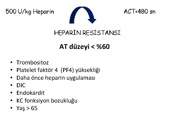 AT düzeyi < %60 • • Trombositoz Platelet faktör 4 (PF 4) yüksekliği Daha