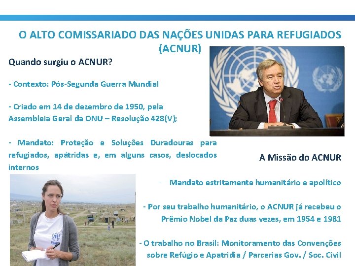 O ALTO COMISSARIADO DAS NAÇÕES UNIDAS PARA REFUGIADOS (ACNUR) Quando surgiu o ACNUR? -