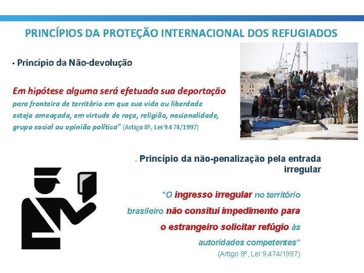 PRINCÍPIOS DA PROTEÇÃO INTERNACIONAL DOS REFUGIADOS • Princípio da Não-devolução Em hipótese alguma será
