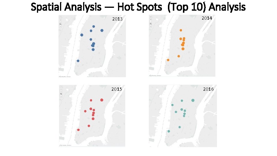 Spatial Analysis — Hot Spots (Top 10) Analysis 2013 2015 2014 2016 