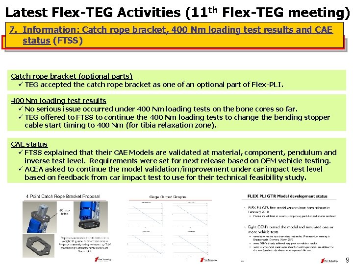 Latest Flex-TEG Activities (11 th Flex-TEG meeting) 7. Information: Catch rope bracket, 400 Nm