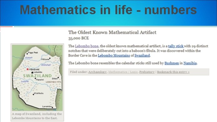 Mathematics in life - numbers 