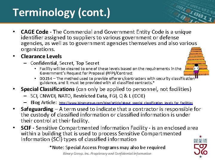 Terminology (cont. ) • CAGE Code - The Commercial and Government Entity Code is