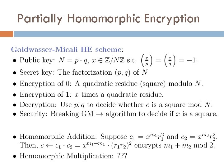 Partially Homomorphic Encryption 
