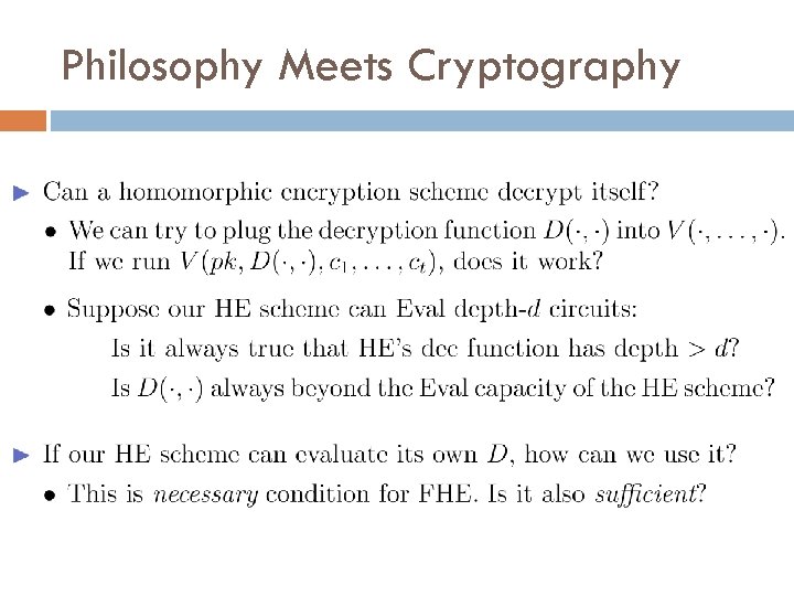 Philosophy Meets Cryptography 
