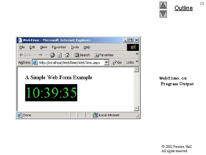 Outline Web. Time. cs Program Output 2002 Prentice Hall. All rights reserved. 13 