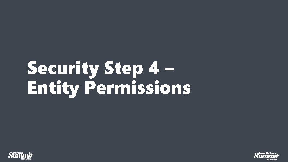 Security Step 4 – Entity Permissions 