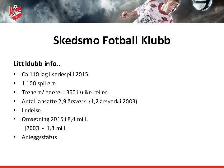 Skedsmo Fotball Klubb Litt klubb info. . Ca 110 lag i seriespill 2015. 1.