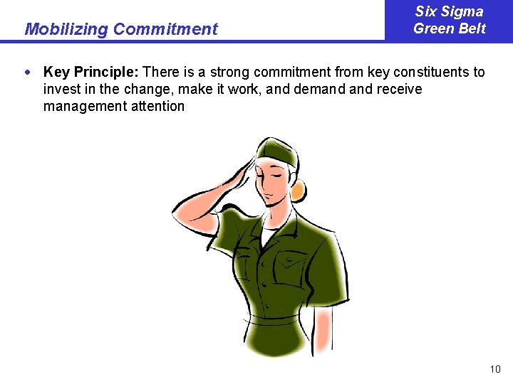 Mobilizing Commitment Six Sigma Green Belt · Key Principle: There is a strong commitment