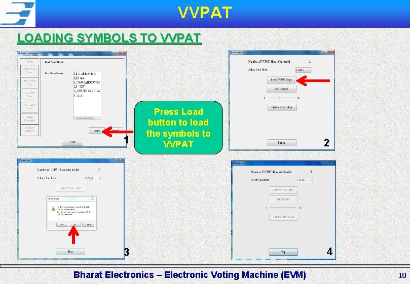 VVPAT LOADING SYMBOLS TO VVPAT 1 Press Load button to load the symbols to