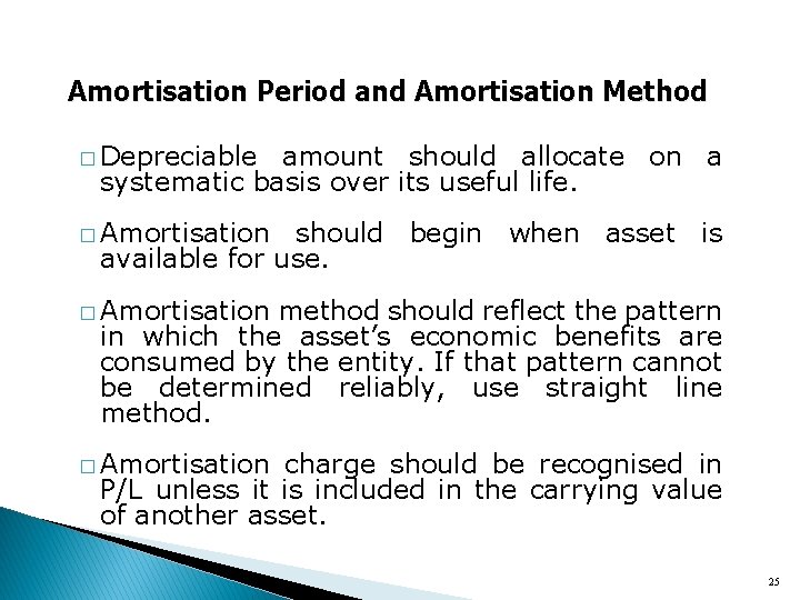 Amortisation Period and Amortisation Method � Depreciable amount should allocate on a systematic basis