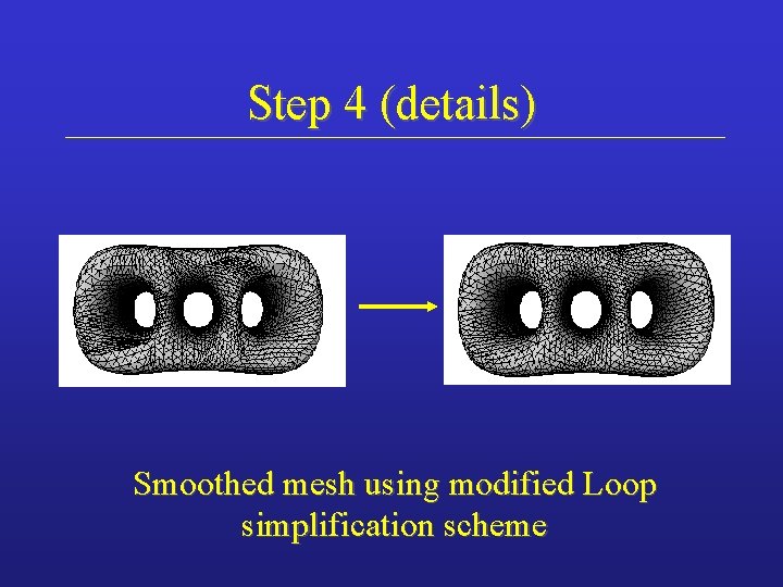 Step 4 (details) Smoothed mesh using modified Loop simplification scheme 