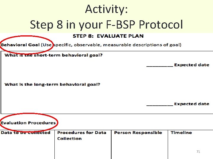 Activity: Step 8 in your F-BSP Protocol 71 