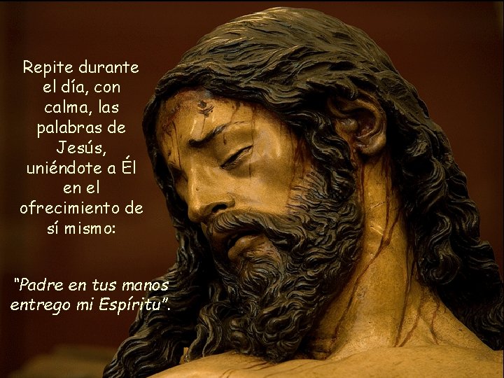 Repite durante el día, con calma, las palabras de Jesús, uniéndote a Él en