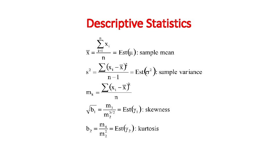 Descriptive Statistics 