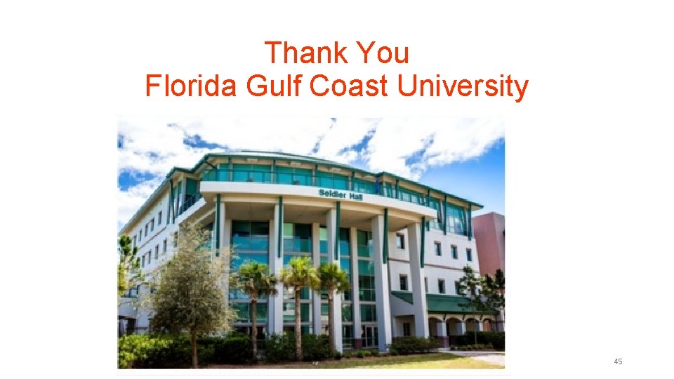 Thank You Florida Gulf Coast University 45 