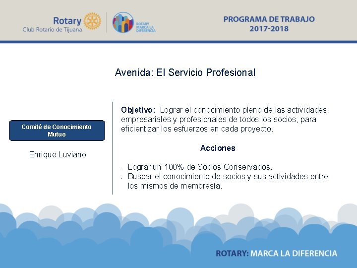 Avenida: El Servicio Profesional Comité de Conocimiento Mutuo Objetivo: Lograr el conocimiento pleno de