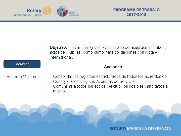 Objetivo: Llevar un registro estructurado de acuerdos, minutas y actas del club, así como