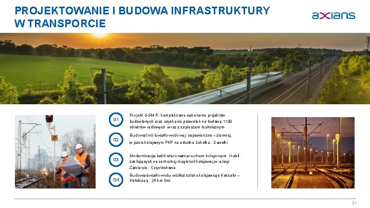 PROJEKTOWANIE I BUDOWA INFRASTRUKTURY W TRANSPORCIE 01 02 Projekt GSM-R: kompleksowe wykonanie projektów budowlanych