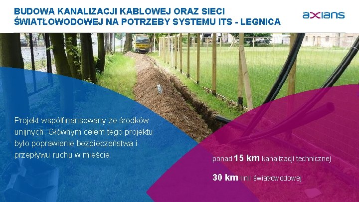 BUDOWA KANALIZACJI KABLOWEJ ORAZ SIECI ŚWIATŁOWODOWEJ NA POTRZEBY SYSTEMU ITS - LEGNICA Projekt współfinansowany