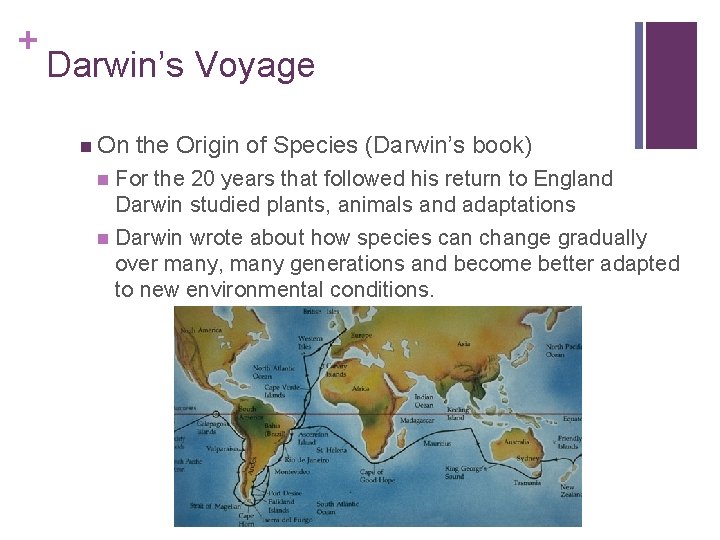+ Darwin’s Voyage n On the Origin of Species (Darwin’s book) For the 20