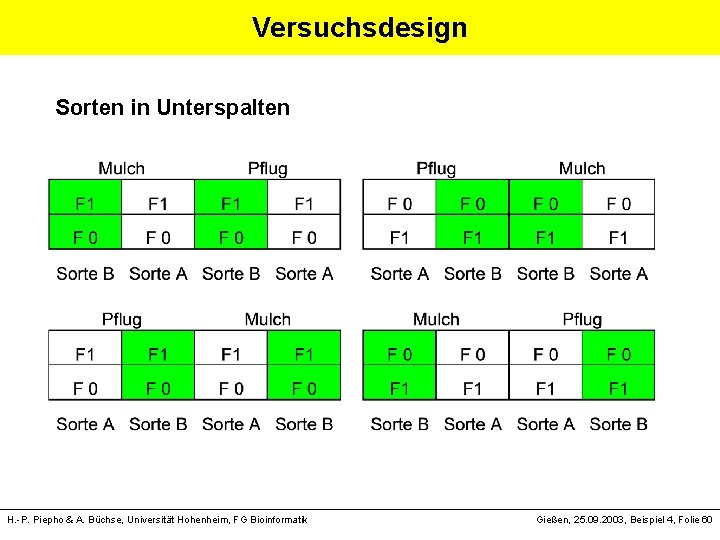 Versuchsdesign Sorten in Unterspalten H. -P. Piepho & A. Büchse, Universität Hohenheim, FG Bioinformatik