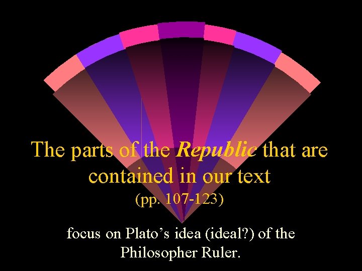 The parts of the Republic that are contained in our text (pp. 107 -123)