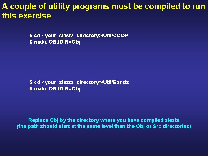 A couple of utility programs must be compiled to run this exercise $ cd