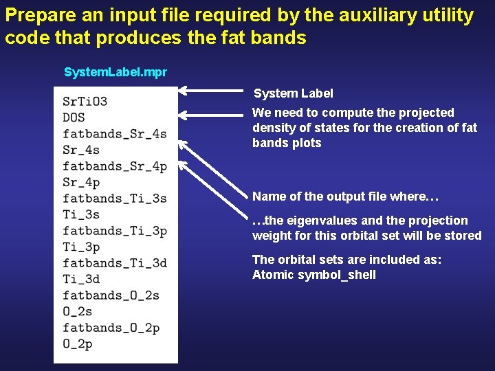 Prepare an input file required by the auxiliary utility code that produces the fat