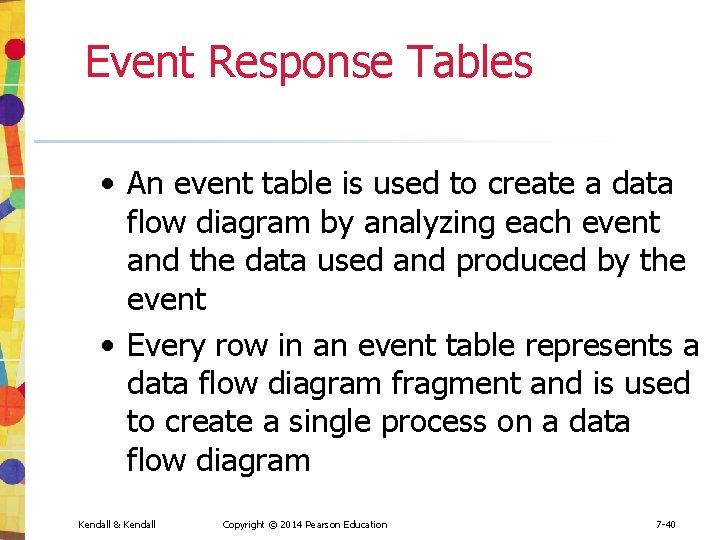 Event Response Tables • An event table is used to create a data flow Event Response Tables • An event table is used to create a data flow
