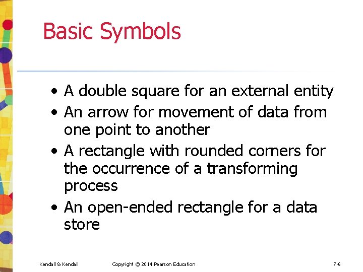Basic Symbols • A double square for an external entity • An arrow for