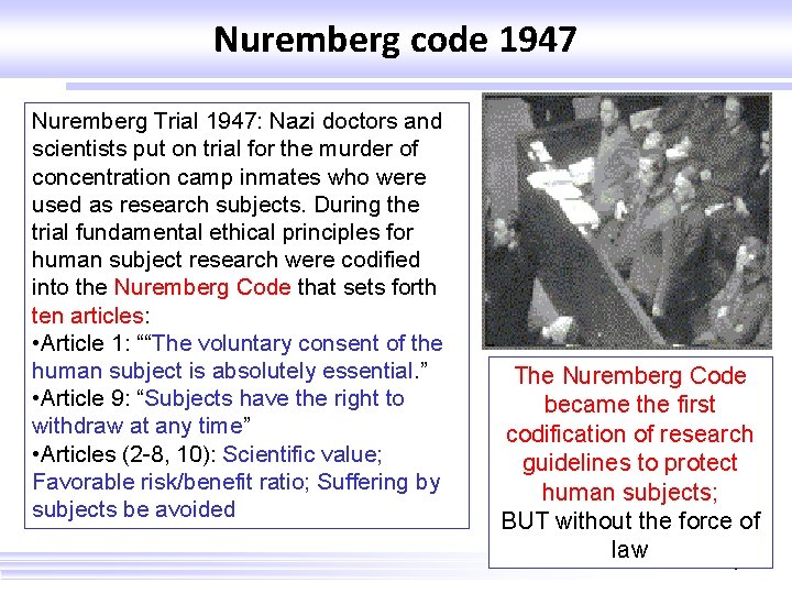 Nuremberg code 1947 Nuremberg Trial 1947: Nazi doctors and scientists put on trial for