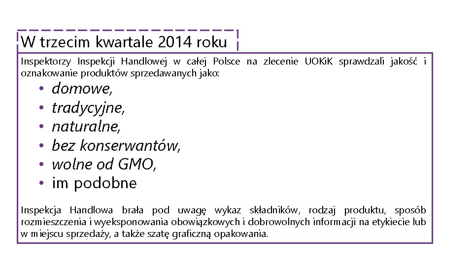 W trzecim kwartale 2014 roku Inspektorzy Inspekcji Handlowej w całej Polsce na zlecenie UOKi.