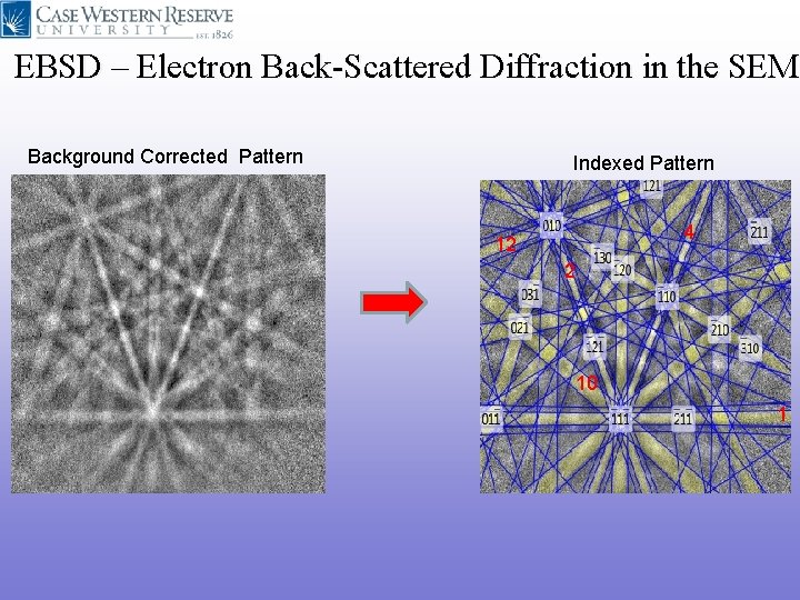 EBSD – Electron Back-Scattered Diffraction in the SEM Background Corrected Pattern Indexed Pattern 4 EBSD – Electron Back-Scattered Diffraction in the SEM Background Corrected Pattern Indexed Pattern 4