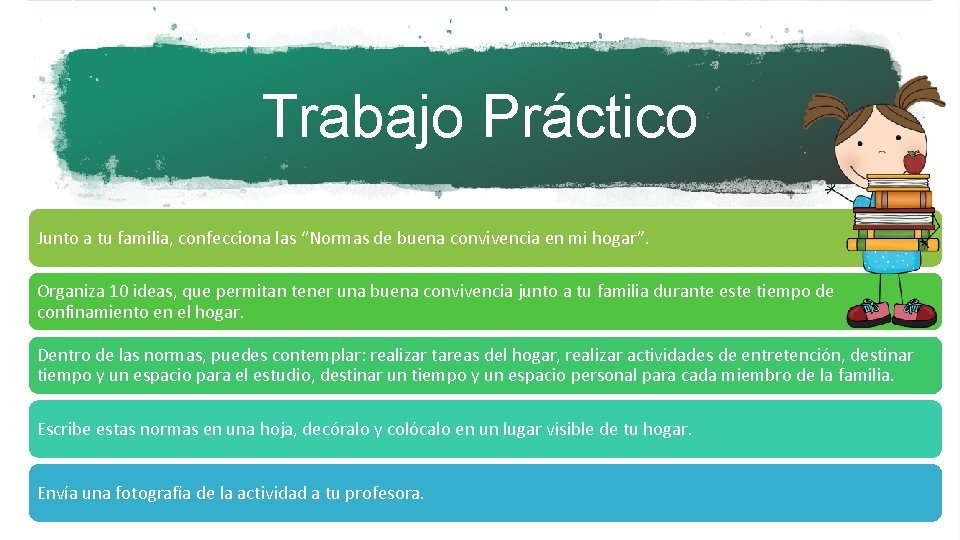 Trabajo Práctico Junto a tu familia, confecciona las “Normas de buena convivencia en mi