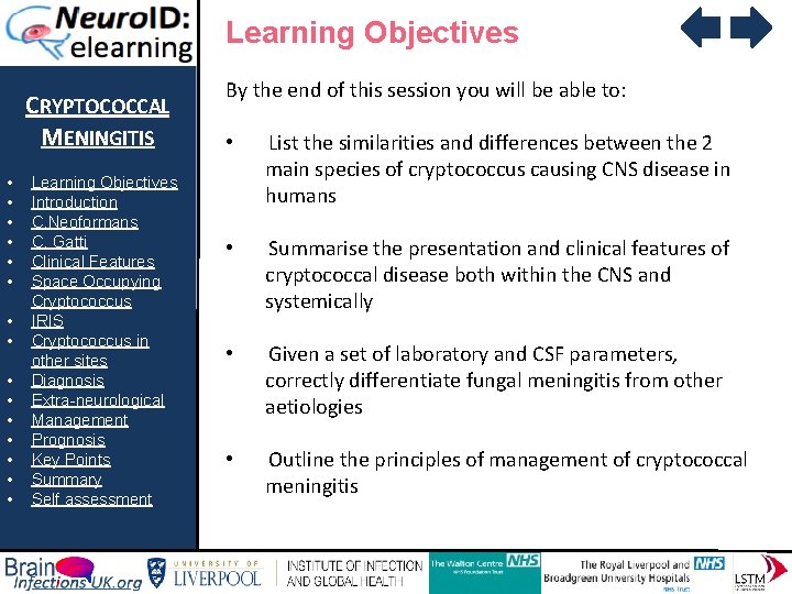 Learning Objectives CRYPTOCOCCAL MENINGITIS • • • • Learning Objectives Introduction C. Neoformans C.