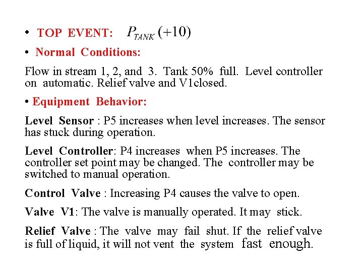  • TOP EVENT: • Normal Conditions: Flow in stream 1, 2, and 3.