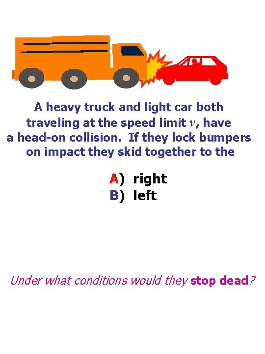 A heavy truck and light car both traveling at the speed limit v, have