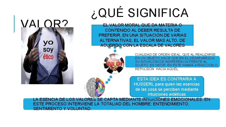 VALOR? ¿QUÉ SIGNIFICA EL VALOR MORAL QUE DA MATERIA O CONTENIDO AL DEBER RESULTA