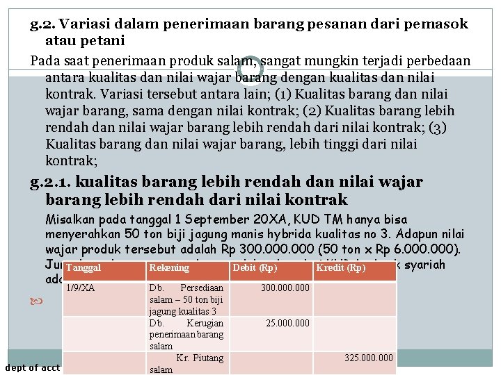 g. 2. Variasi dalam penerimaan barang pesanan dari pemasok atau petani Pada saat penerimaan