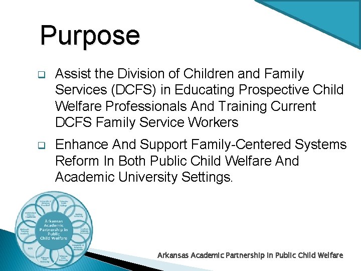 Purpose q Assist the Division of Children and Family Services (DCFS) in Educating Prospective