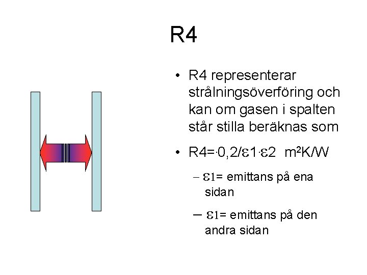 R 4 • R 4 representerar strålningsöverföring och kan om gasen i spalten står